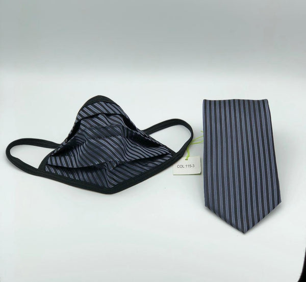 Classic Tie & Face Mask Set, 115-3 Charcooal