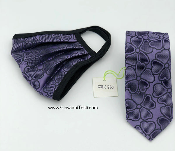 Face Mask & Tie Set S125-3, Purple