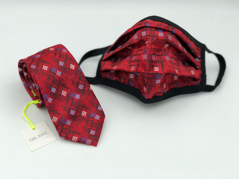 Face Mask & Tie Set S14-2, Red