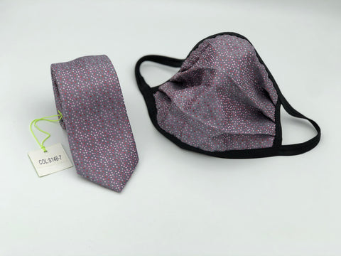 Face Mask & Tie Set S148-7, Grey Dot