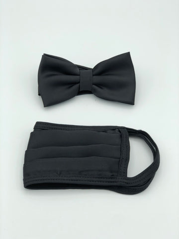 Bow Tie & Face Mask Set, Solid Black