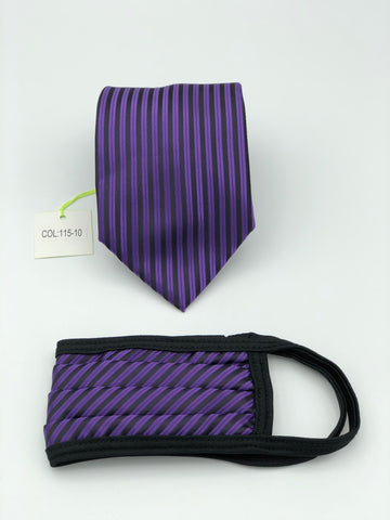 Classic Tie & Face Mask Set, 115-10 Purple