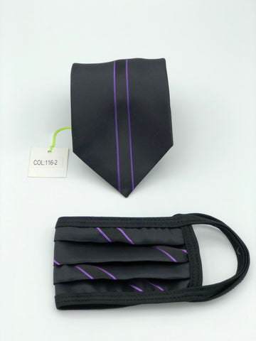 Classic Tie & Face Mask Set, 116-2 Purple