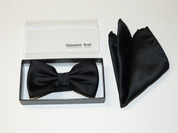 BLACK SATIN BOW TIE