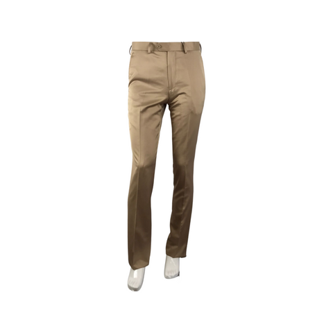 SLIM FIT SATIN PANTS TAN