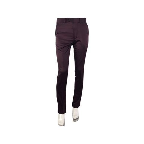 SLIM FIT SATIN PANTS BURGANDY